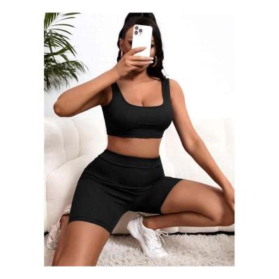 China Anti-Wrinkle New Arrival Crop Tank Top Anti-Pilling And Quick Drying Biker Shorts Women's Two Piece Sets for sale