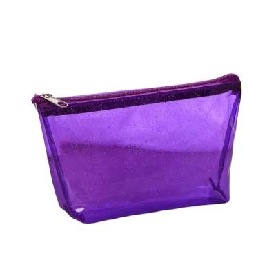 China lucency pvc logo products quality 100% interesting zipper pocket purse hot custom made purple eco-friendly/lightweight/cheap makeup bags for sale