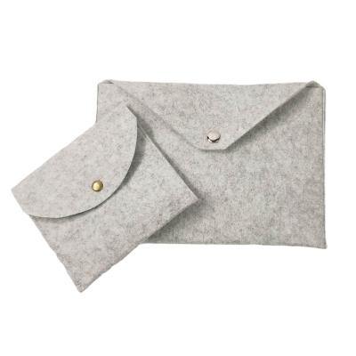 China Customized 100% eco-friendly/lightweight/cheap high quality gray wool felt large document bag and small coin purse man laptop bag for sale