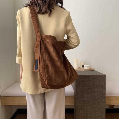 China Simple and Elegant 100% Hot-Selling Custom Made Eco-Friendly/Lightweight/Cheap Fashion Women's Cross Shoulder - Corduroy Body Canvas Tote Bag for sale