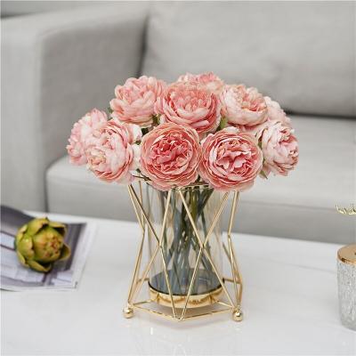 China Traditional European Small Metal Frame Vases Metal Brass Style Aluminum Vases for sale