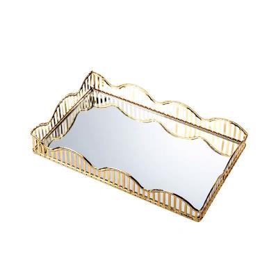 China Luxury Unique Design Large Vanity Gift Serving Tray Vanity Decorating Mirror Tray for sale