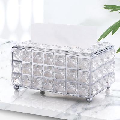 China Crystal Tissue Box Home Decor Hotel Decoration Gold Tissue Box Lid Paper Box Traditional Design for sale