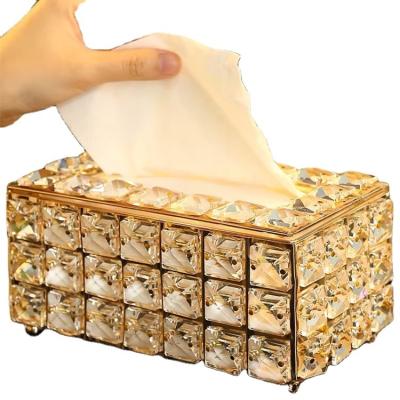 China Traditional luxury crystal box restaurant cover tissue paper mache tissue home decorative box cover for sale