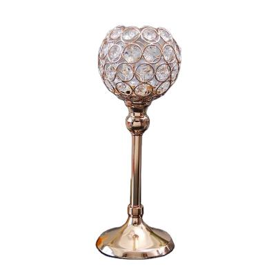 China Wholesale Party Supply Gold Crystal Glass Luxury Wedding Candelabras for sale