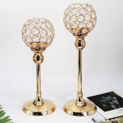 China Luxury high quality wedding table centerpieces gold crystal candelabra decoration for sale