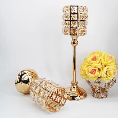 China Luxury Decorative Table Gold Sconce Restaurant With Crystal Beads for sale