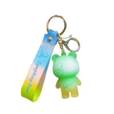 China Wholesale Cute Bear Hot Car Gradient Color Candy Style Cartoon Central Institute of Statistics Cartoon Schoolbag Pendant Key Chain Key Chain for sale