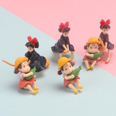 China Worlwide Newcomer Miniature Toys Sweep Little Witch Dolls Figures Anime Cartoon Resin Craft For Cars Home Decoration for sale