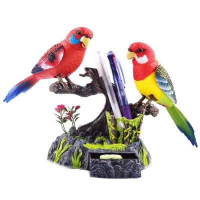 China Music / Voice Low MOQ Customized Decorative Sensor Singing Bird Pen Holder For Office for sale