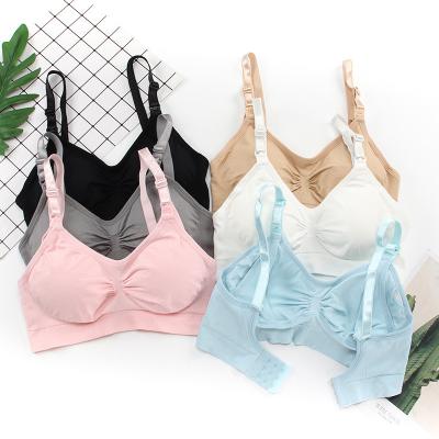 China Front Open Breast Maternity Breathing Antibacterial Cotton Radio Care Nursing Seamless Bra Plump Baby Care Bra for sale