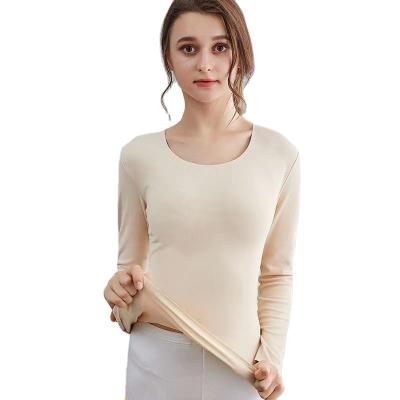 China High quality manufacturer direct sales anti-pilling women knit jumper round neck long sleeve plus fleece top for sale