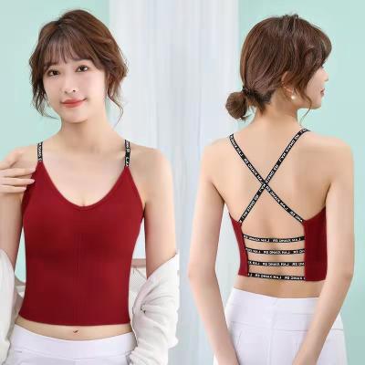 China QUICK DRY modal fabric sports vest for women's bare back and beauty back bra padded camisole in women's tank tops for sale