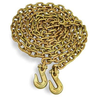 China Transmission Chain NACM Grade 70 Transport Chain Yellow Galvanized Plated Chromated Binding Chain With Hook for sale