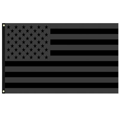 China Custom USA Flag Black Outdoor Advertising Display Double Flag 3x5 Ft Polyester Stitched American Flag With Brass Grommets for sale