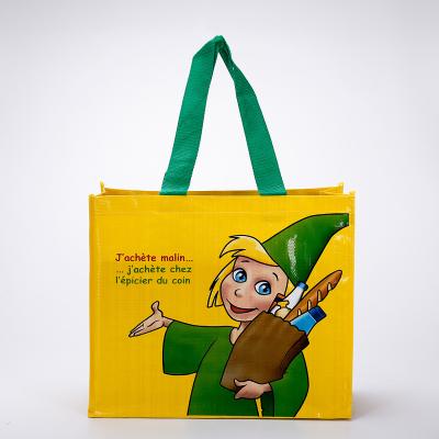 China 2022 Factory Price Recyclable Customized Design Cartoon Laminated PP Woven Shopper Bag for sale