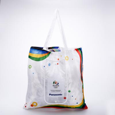 China 2022 Promotion Reusable Eco-Friendly Polyester Foldable Shopping Bag With Button for sale