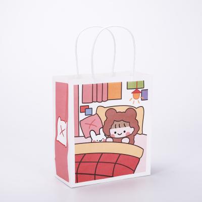 China Disposable 2022 Hot Sale Custom Design Twist Handle White Kraft Paper Shopping Bag for sale