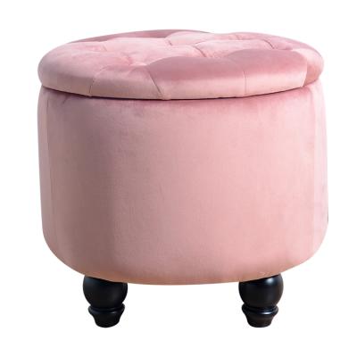 China 2021 Modern Soft Plush Storage Pouf Pink Stool With Lip for sale