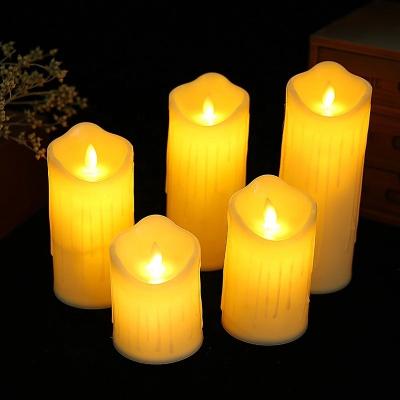 China 5pcs Birthdays Set Wedding Pillar Remote Control Battery Operated Lighter Home Decor Flameless Electric Led Candles for sale