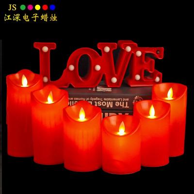 China Wedding Birthday Party Gift Christmas Red Pillar Led Citronella Wick Smokeless Candles Spring Festival Candle SetBirthday Religious Flameless Electric Movable Wedding for sale