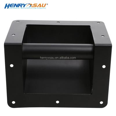 China HOME THEATER Modern Design Case and Black Cabinet Finish Corner Bar Handle for Flight Case Road Case Steel Recessed Hardware Pull Side Handle for sale