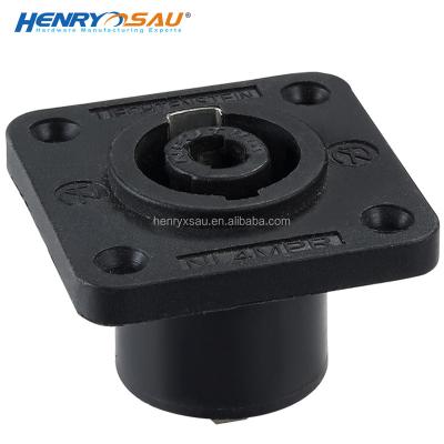 China Black Box Connector Plug 4 Pin Power Plug Plastic Housing Connectors Speakon Power Amplifier Square Female Chassis Type for sale