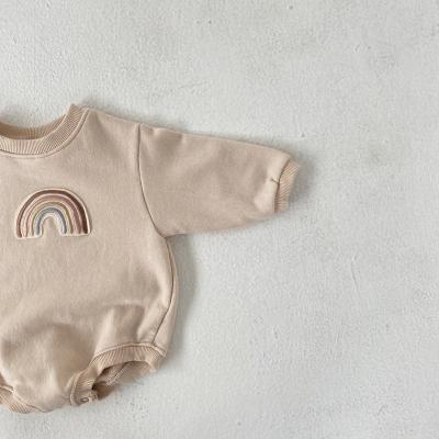 China Cozy Baby Clothes Rainbow Embroidery Baby Boy Girl Romper Fashion Design Long Sleeve Sweater Baby Romper for sale