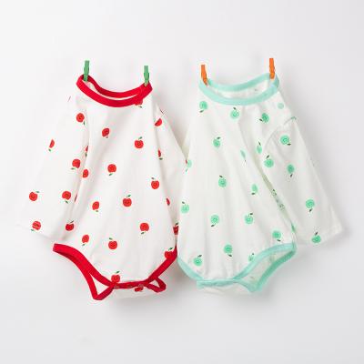 China Cozy Baby Clothes Apple Print Baby Romper Summer Fashion New Round Neck Cute Baby Boy Girl Long Sleeve Romper for sale