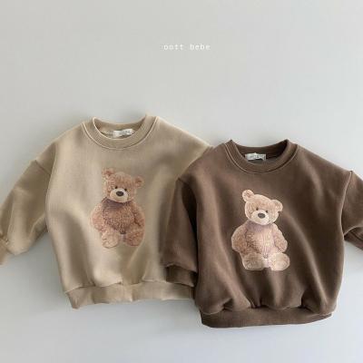 China Factory Wholesale Breathable Baby Kids Girl Boy Clothes Hoodies Bear Prints Round Neck Kids Top Shirt for sale