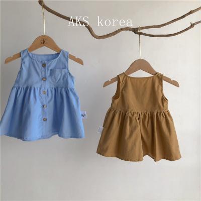 China Simple Design Breathable Babies Dresses Princess A Line Sleeveless Summer Kids Dress for sale