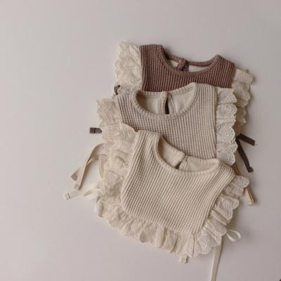 China Washable Babies Lace Up Bibs Kids Boy Soft Warm Waffle Knitted Princess Waistcoat Autumn Infant Thicken Vest for sale