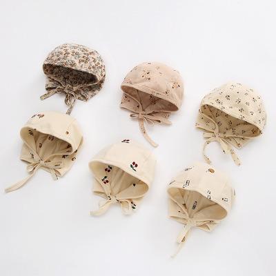 China European and American style baby hats cotton prints color baby hats for 0-24 months newborn babies hat with flowers for sale