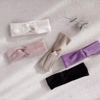 China Soft Customized Design Wholesale Bowknot Elastic Baby Cotton Waffle Headband Baby Kids Girl Infant Headband for sale