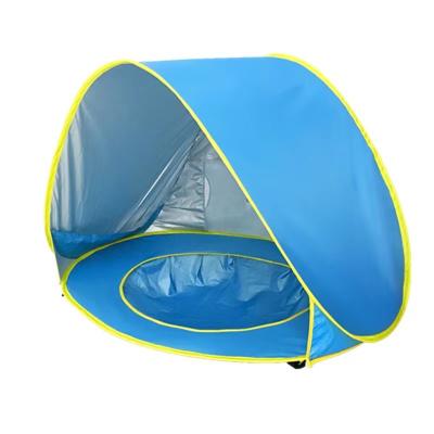 China Camouflage / Noise Kids Outdoor Portable Baby Playground Waterproof Automatic Outdoor Folding Beach Tent With Pool for sale