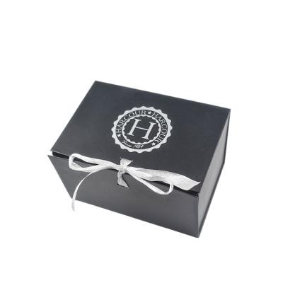 China Packaging Dropshipping Free Custom Design Recyclable Premium Black Ribbon Tie Degradable Gift Box Eco-Friendly for sale