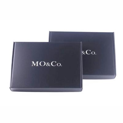 China Luxury Custom Recycled Materials Logo Black Logo Packaging Cardboard Apparel Gift Box Transport Box for sale