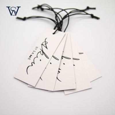 China Sustainable Custom Luxury Hanging Label With Clamps Free Special Swing Paper Product Hang Tags For Apparel Garment for sale