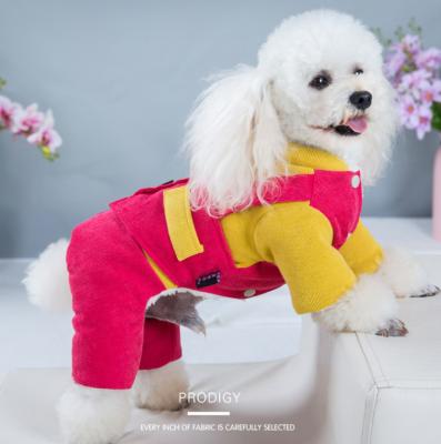 China Sustainable pet clothes wholesale warm winter pet clothes dog coat dog foot hooded clothes the four for sale