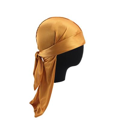 China 2021 designer cowls and striped satin durags designers durags for men tail cowls long wearing silk durag for sale