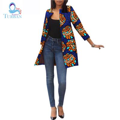 China Anti-wrinkle Ladies Africa Print Long Winter Coats Women Fashion Clothes Geometric Printed Long Sleeve Coat for sale