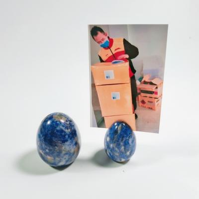 China Customized Single Marble Name Card Holder Sodalite Egg Shape Card Slot Card Holder for sale