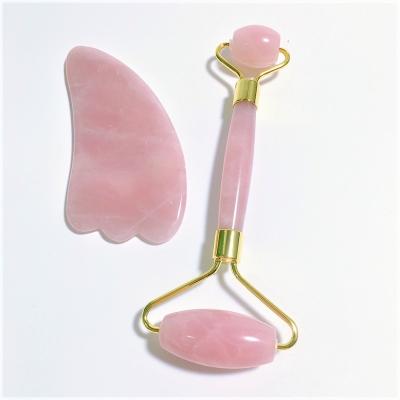 China Face Feather Face Massager Tool Rose Quartz Feather Shape Gua Sha Tip Set for sale