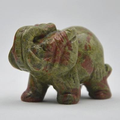 China Europe Cheap Wholesale 2.5 Inch Unakite Stone Lovely Carved Elephant For Gifts for sale