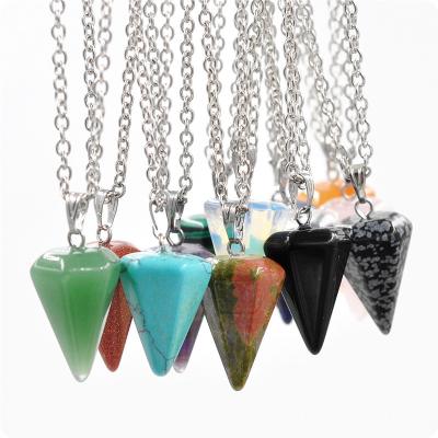 China Wholesale Europe Crystal Quartz Pendulum With Seven Chakra Chain Stone Necklace for sale