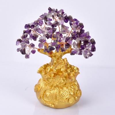 China Natural Gemstone Chips Tree Genuine Citrine Amethyst Reiki from Europe Healing Crystal Lucky Trees for sale