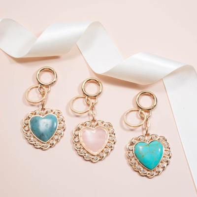 China Fashionable Wholesale Hot Heart Gemstone Design Customized Key Chain Key Chains For Women Girls for sale