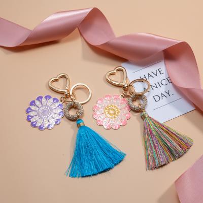 China Fashionable Wholesale Hot Eternal Flower Tassel Design Customized Main Selling Key Chains Key Chains For Women Girls for sale