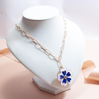 China Office/Career 2021 Wholesale Flower Enamel Long Necklace Pendent Necklace For Men Women Jewelry for sale