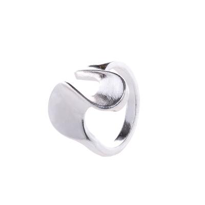 China New TRENDY Statement Ring Simple Silver Abstract Wave Aurora Ring Design Jewelry Galaxy Concept for sale